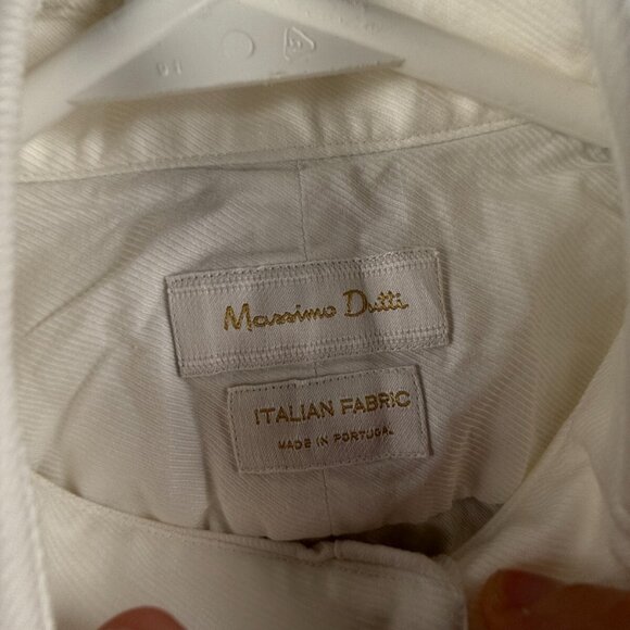 Massimo Dutti White Long Sleeve Button Up Shirt Cutaway Size 15.5 French Cuff - Picture 8 of 16